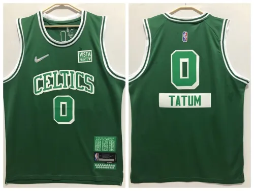 Nike Boston Celtics 0 Jayson Tatum Basketball Jersey Green 75th Anniversary Edition