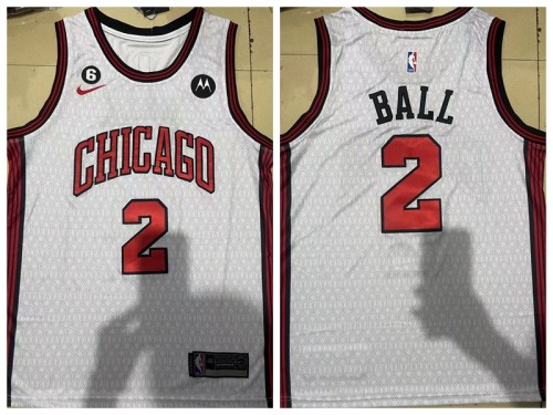 Nike Chicago Bulls 2 Lonzo Ball Basketball Jersey White City Edition