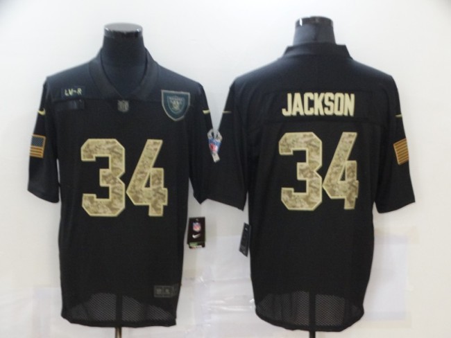 Oakland Raiders 34 Bo Jackson Football Jersey Salute camo