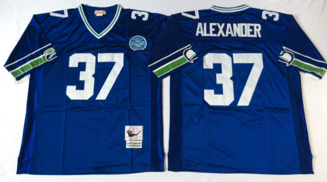 Seattle Seahawks 37 Shaun Alexander Football Jersey Blue Retro