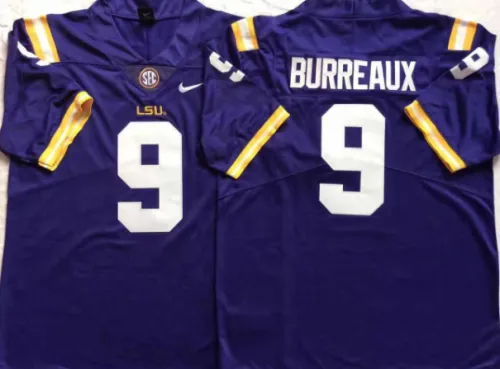 LSU Tigers 9 Joe Burreaux College Limited Football Jersey Purple