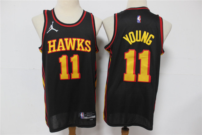 Nike Atlanta Hawks 11 Trae Young Basketball Jersey Black 75th Anniversary Edition