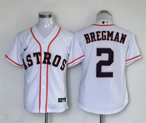 Youth Nike Houston Astros 2 Alex Bregman Baseball Jersey White Fan