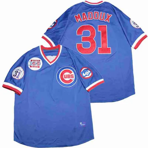 Chicago Cubs 31 Greg Maddux Baseball Jersey Blue Retro