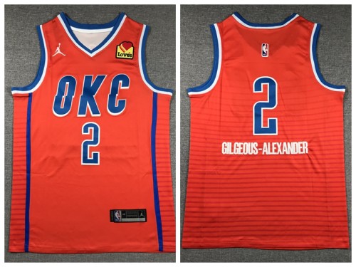 Jordan Oklahoma City Thunde 2 Shai Gilgeous-Alexander Basketball Jersey Orange