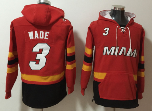 Miami Heat 3 Dwyane Wade Hoodies Basketball Jersey Red