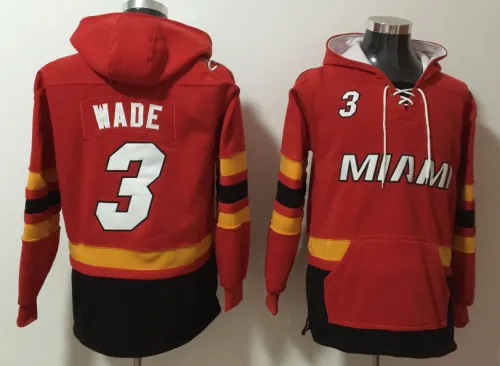 Miami Heat 3 Dwyane Wade Hoodies Basketball Jersey Red