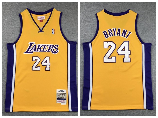 Youth Los Angeles Lakers 24 Kobe Bryant Basketball Jersey Yellow Retro