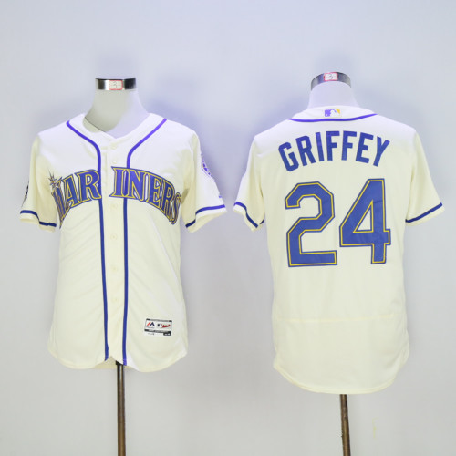 Seattle Mariners 24 Ken Griffey Flexbase Baseball Jersey Beige