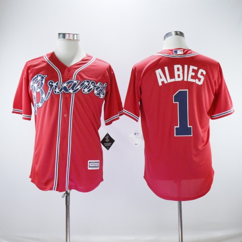 Atlanta Braves 1 Ozzie Albies Baseball Jersey Red Fans