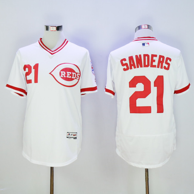 Cincinnati Reds 21 Deion Sanders Flexbase Baseball Jersey White