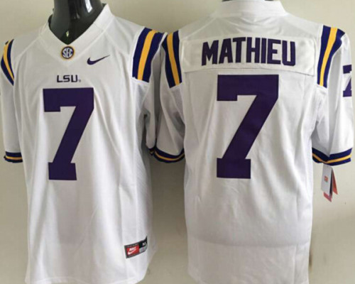 LSU Tigers 7 Tryann Mathieu College Football Jersey White