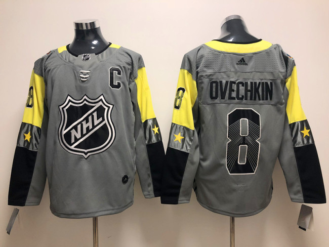 NHL all star Adidas Classic Washington Capitals 8 Alex Ovechkin Ice Hockey Jersey White