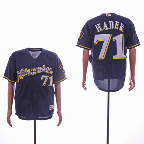 Milwaukee Brewers 71 Josh Hader Baseball Jersey Navy Blue Fan