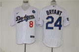 Nike Los Angeles Dodgers 8 and 24 Kobe Bryant Baseball Jersey White Five crown Edition