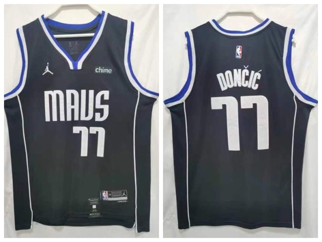 Nike Dallas Mavericks 77 Luka Doncic Basketball Jersey 75th anniversary black Diamond edition
