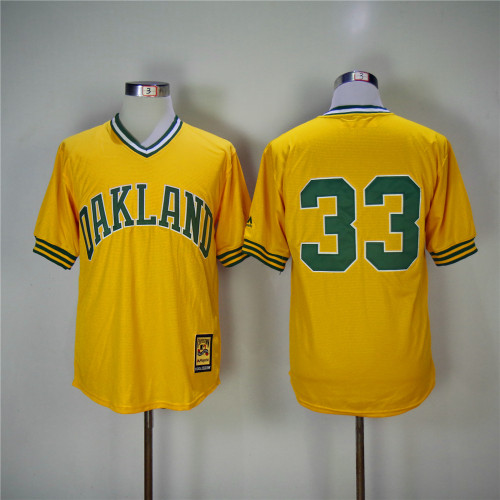 Oakland Athletics 33 Jose Canseco Baseball Jersey Yellow Retro