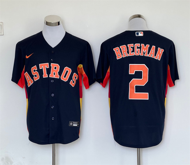 Nike Houston Astros 2 Alex Bregman Baseball Jersey Navy BLue Fan
