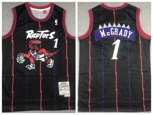 Toronto Raptors 1 Tracy McGrady Basketball Jersey Black dragon classic retro