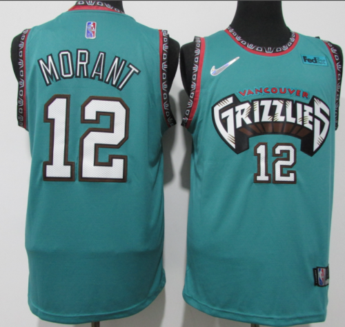 Nike Memphis Grizzlies 12 Ja Morant Basketball Jersey Green 75th Anniversary Edition