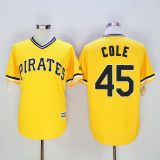 Pittsburgh Pirates 45 Gerrit Cole Baseball Jersey Yellow Fans version