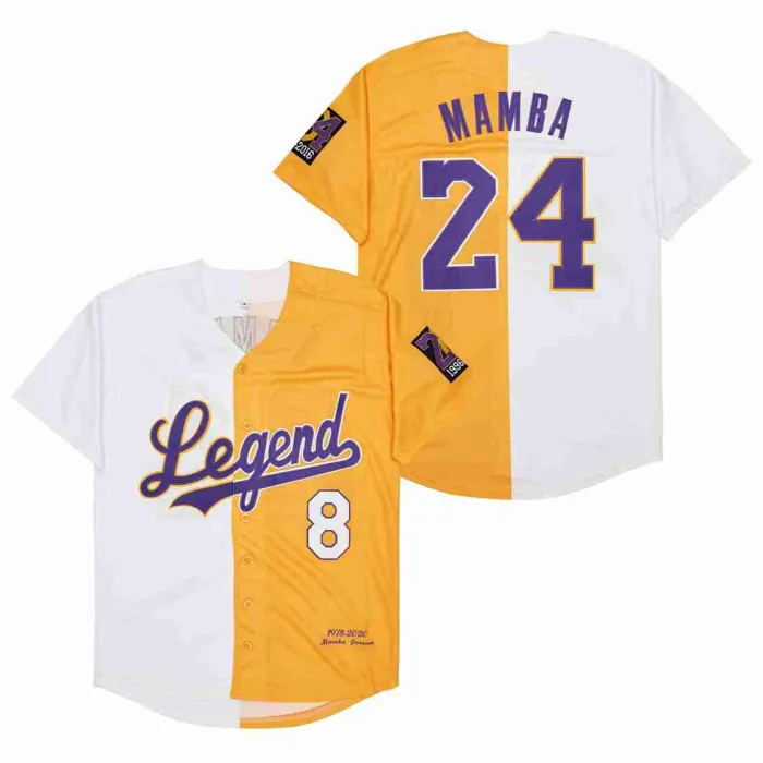 Los Angeles Dodgers 8 And 24 MANBA Baseball Jersey WhiteYellow