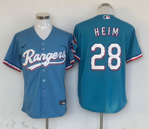 Nike Texas Rangers 28 Jonah Heim Baseball Jersey Blue