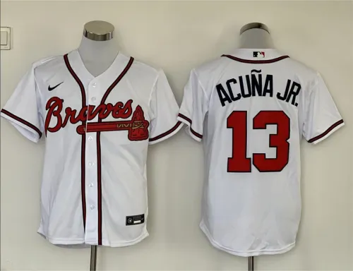 Nike Atlanta Braves 13 Ronald Acuña Jr.Baseball Jersey White Fan