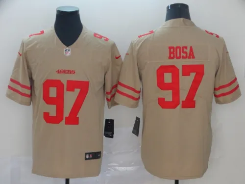 San Francisco 49ers 97 Nick Bosa Football Jersey Legend Beige