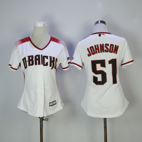 Women Arizona Diamondbacks 51 Randy Johnson Baseball Jersey White