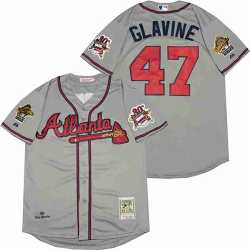 Atlanta Braves 47 Tom Glavine Baseball Jersey Gray Retro