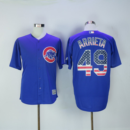 Chicago Cubs 49 Jake Arrieta Baseball Jersey Blue National flag