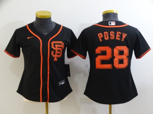 Women Nike San Francisco Giants 28 Buster Posey Baseball Jersey Black