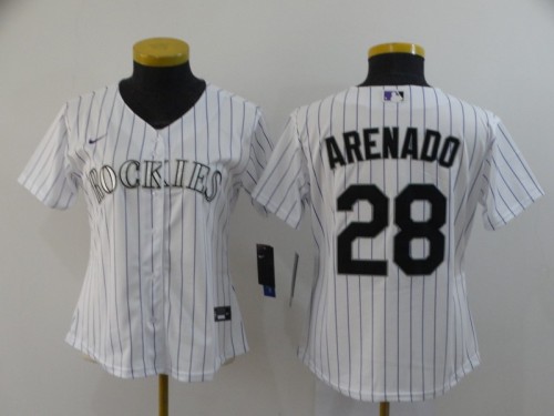 Women Nike Colorado Rockies 28 Nolan Arenado Baseball Jersey White