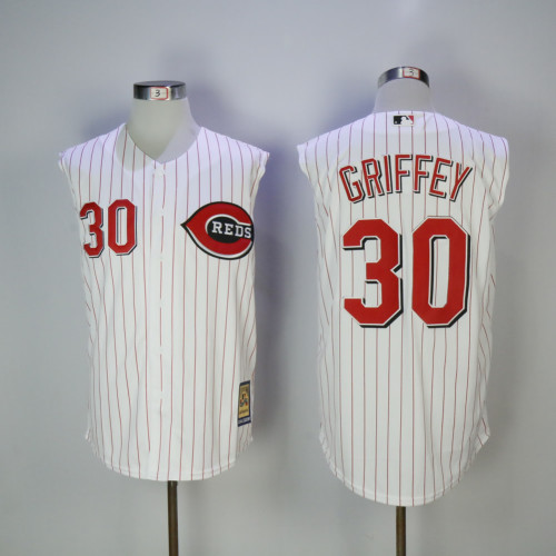 Cincinnati Reds 30 ken griffey jr Baseball Jersey Sleeveless white red retro