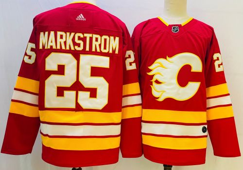 Adidas Calgary Flames 25 Jacob Markstrom Ice Hockey Jersey Red