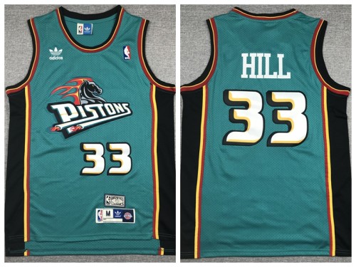 Detroit Pistons 33 Grant Hill Basketball Jersey Blue Resto