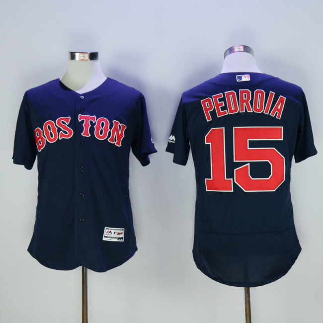 Boston Red Sox 15 Dustin Pedroia Flexbase Baseball Jersey Navy Blue