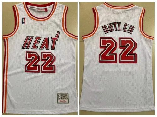 Miami Heat 22 Jimmy Butler Basketball Jersey White Retro