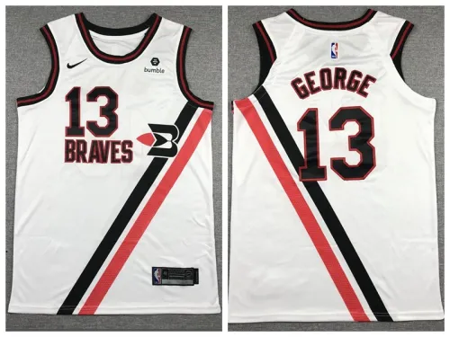 Nike L.A. Clippers 13 Paul George Basketball Jersey White Retro