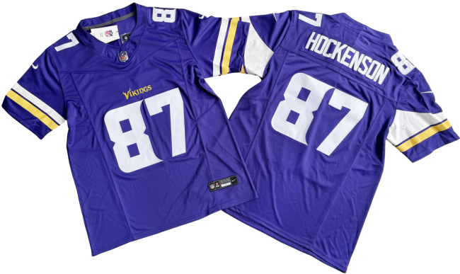Minnesota Vikings 87 T.J. Hockenson Football Jersey Purple Three Dynasties