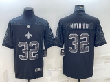 New Orleans Saints 32 Tyrann Mathieu Football Jersey Black Reflector