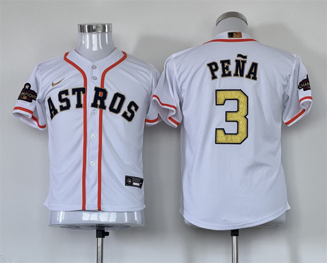 Youth  Nike Houston Astros 3 Jeremy Pena Flexbase Baseball Jersey White