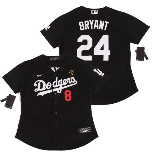 Women Nike Los Angeles Dodgers 8 and 24  Kobe Bryant  Baseball Jersey Black
