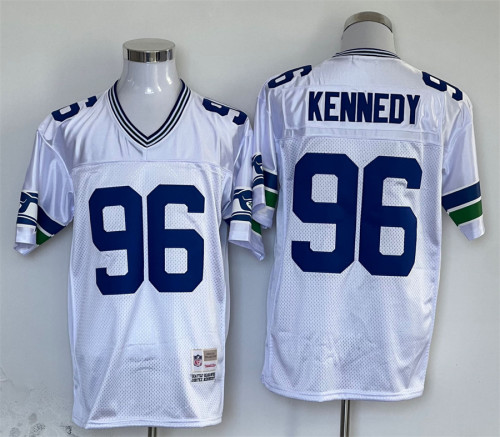 Seattle Seahawks 96 Cortez Kennedy Football Jersey White Retro