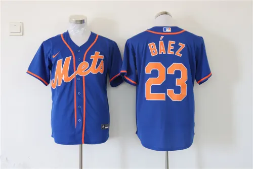 Nike New York Mets 23 Javier Baez Baseball Jersey Blue