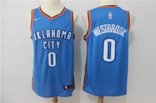 Nike Oklahoma City Thunde 0 Russell Westbrook Basketball Jersey Blue Fan Edition