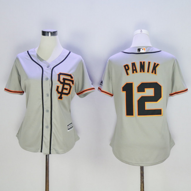 Women San Francisco Giants 12 Joe Panik Baseball Jersey Gray