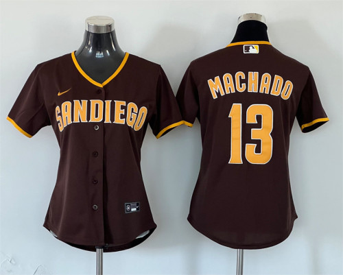 Women Nike San Diego Padres 13 Manny Machado Baseball Jersey Brown
