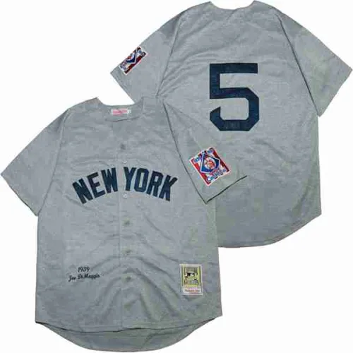 New York Yankees 5 Joe DiMaggio Baseball Jersey Gray Retro
